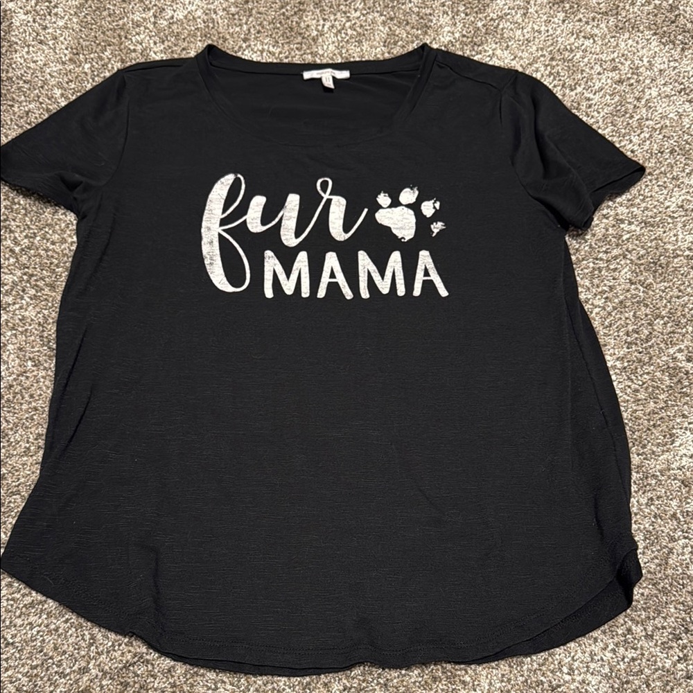 Black 'Fur Mama' T-Shirt